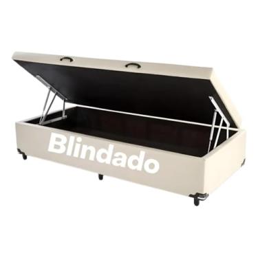 Imagem de Cama Box Baú Solteiro 88x188 - Blindado (Super reforçado) Plenna Box. (Courino Branco)