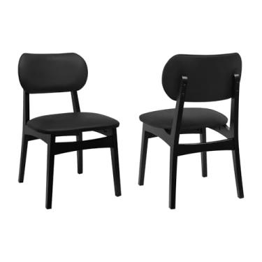 Imagem de Kit 2 Cadeiras Armonia Madeira Maciça Encosto Anatômico - Preto - Assento Estofado Corano Preto