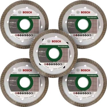 Imagem de 5 Discos de Corte Diamantado Bosch para Porcelanato Fino 105mm