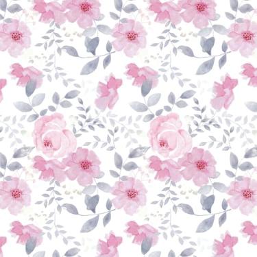 Imagem de ZHENNEHZ Papel de parede floral, papel de parede floral rosa autoadesivo, papel de parede à prova d'água e à prova de óleo, decoração de casa 17,3 "x 118" (44 cm x 3 m)