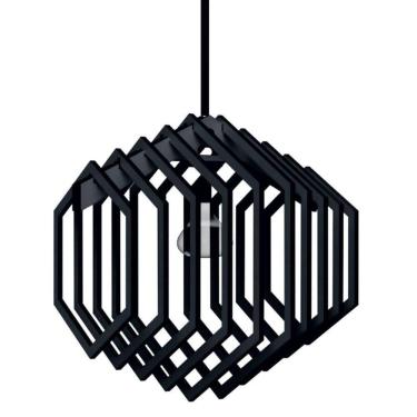 Imagem de Luminária Teto Tipo Pendente Hexagonal Mdf - Completa Cor: Preta