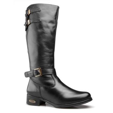 Imagem de Bota Feminina Cano Longo Montaria Couro Zíper Capelli Boots Preto 39, 