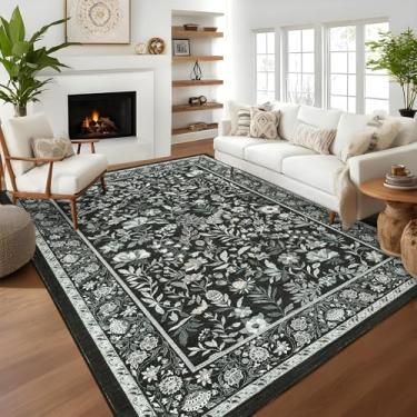 Imagem de GlowSol Tapete extra grande, 25,5 x 33,5 cm, moderno para casa de fazenda, antiderrapante, lavável e dobrável, tapete impresso fino e dobrável, macio para uso interno e escritório de hotel, preto