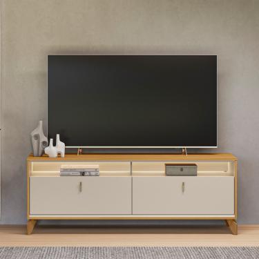 Imagem de Rack para TV até 70 Polegadas com LED 2 Portas Dubai 16 Linea Brasil - Tauari/Off White Fosco