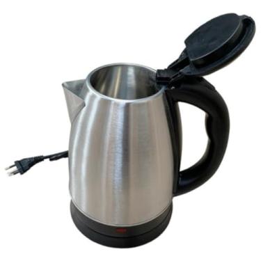 Imagem de Chaleira Bule Jarra Elétrica Aço Inox Prateada 1000W Potência 127V 2L Portátil Base Giratória LED Luminoso Desligamento Automático