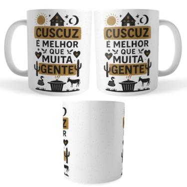 Imagem de Caneca de Porcelana Cuscuz é Melhor que Muita Gente, 325ml, Branca com Design Nordestino