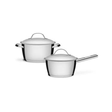 Imagem de Conjunto De Panelas Allegra Inox 2 Peças Fundo Triplo 16 E 18 Cm - Tra