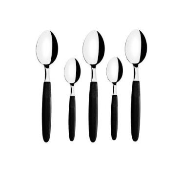 Imagem de Conjunto Chá E Sobremesa Ipanema 60 Peças Lâminas Aço Inox Cabo Preto 