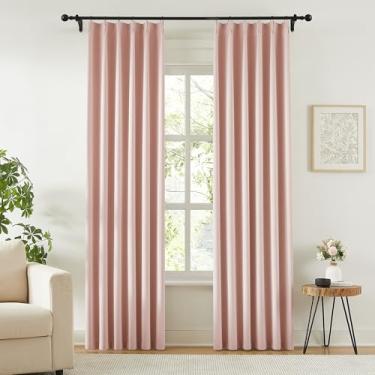 Imagem de KangBang Cortinas plissadas rosa para quarto de meninas, 2 painéis, conjunto de cortinas para escurecimento de quarto, cortinas elegantes e modernas com bloqueio de luz para quarto de bebê, decoração