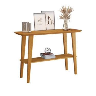 Imagem de Aparador Decorativo com 2 Prateleiras Pés em Madeira Estilo Retrô (Marrom)