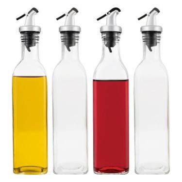 Imagem de Kit 4 Galheteiro de Vidro Porta Azeite 500ml Garrafa Mesa com Bico Dos