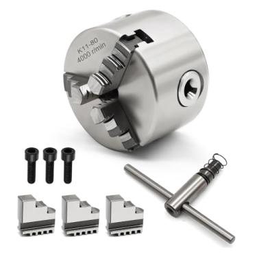 Imagem de Yunnergo K11-80 Mandril de torno autocentralizante de 7,6 cm 4000 r/min 3 garras vem com um conjunto de mandíbulas