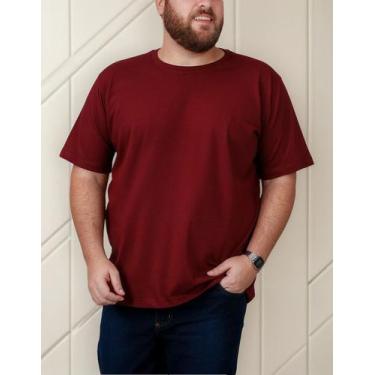 Imagem de Camiseta Algodão Premium Masculina Básica G1 Ao G5 - Hs, Bordô, G3