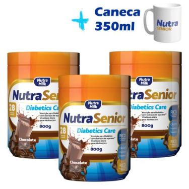 Imagem de 3 Potes Nutra Senior Diabetics Care 800g ZERO AÇÚCAR e ZERO GLÚTEN + 1