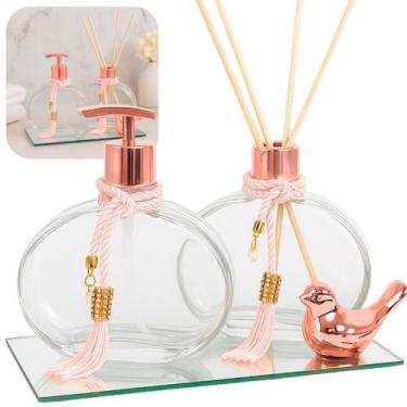 Imagem de Kit Lavabo Jolie 300ml Difusor E Saboneteira Com Bandeja Luxo - Seven 