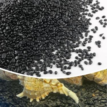 Imagem de CJGQ 3,2 kg 1/10.2 cm pequenos seixos pretos para plantas, vasos, suculentas, aquário, tanque de peixes, vasos decorativos de jardim, pedras, cascalho polido
