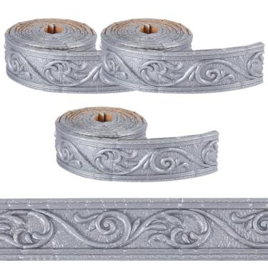 Imagem de CRASPIRE Moldura de parede de 22,15 m x 3,38 cm moldura de parede borda coroa descascar e colar moldagem cinza claro autoadesivo flexível 3D rodapé vintage espelho fita adesiva espuma para decoração