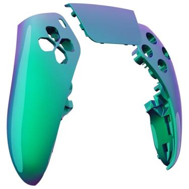 Imagem de eXtremeRate Touchpad Frontal Esquerdo E Direito Compatível Com Controle Ps5 Edge, Placa De Substituição Verde Camaleão Roxo, Capa Personalizada Para