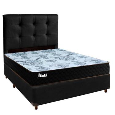 Imagem de Cama + Box Preto e Colchão Molas Ensacadas Casal - Life Gold Paropas +