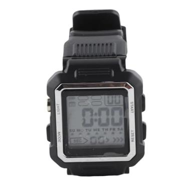 Imagem de Homens de assistir digital relógio de surf à prova de choque à prova d'água com o calendário de alarmes de parada de backlight de LED 50m de borracha à prova d'água para (Preto)