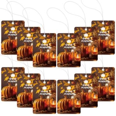 Imagem de Heigble 12 peças aromatizadores de ar de abóbora temperada pendurados em papel perfumado de abóbora temperada forte para Dia de Ação de Graças, Halloween, casa, carro, quartos