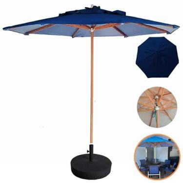 Imagem de Ombrelone Guarda Sol 3mts Madeira + Base 40kg Praia Piscina Jardim - N