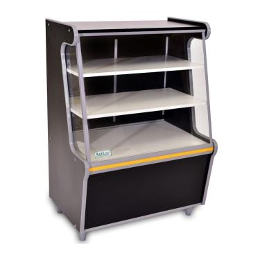 Imagem de Balcão Vitrine Seco Expositor Art 70 Preto Faixa Amarelo