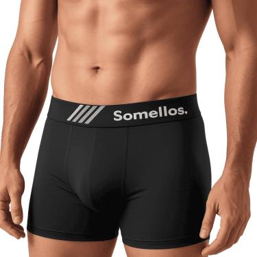 Imagem de Cueca Boxer Somellos Masculina Microfibra Premium Anatómica Confortável Azul, Branca e Preta