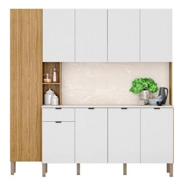 Imagem de Cozinha Compacta Com Balcão 200cm Louvre Z06 Freijó-ártico - Mpozenato