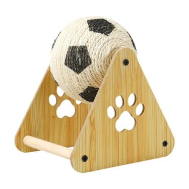 Imagem de Dualoai Bola arranhadora para gatos, brinquedo arranhador de madeira para gatinhos, poste arranhador, corda de sisal para brincar em ambientes internos, 18cm