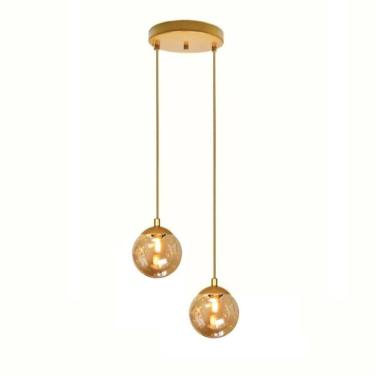 Imagem de Pendente Dourado Globo Duplo 13,5cm - Bivolt