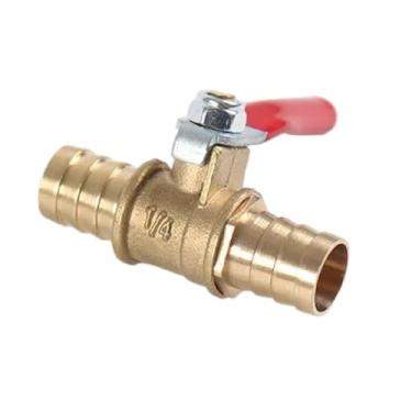 Imagem de Desligamento de válvula de esfera de latão, farpa de mangueira de 1/4 polegada, controle em linha multiuso para água, óleo, linhas de gás (8 mm)