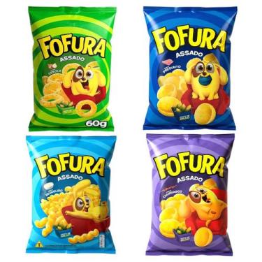Imagem de Kit 60 Salgadinhos Fofura Sabores Diversos Lanche Escola 60g - Genéric