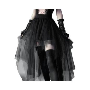 Imagem de Saia Irregular De Cintura Alta Estilo Punk Gótico Para Mulheres, Casua