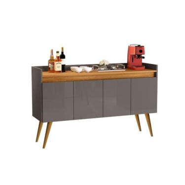 Imagem de Aparador Buffet Sala 4 Portas Luxo Prime - Onix / Madeirado - JM Casa 