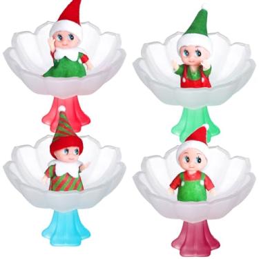 Imagem de Blushtier 4 peças Frost Pips Mini Blooms Cradles Tiny Elf Frost Flower Cradle Miniatura Decorações de Natal Meia Stuffers Elf Natal Feriado Ano Novo Presentes Recém-nascido