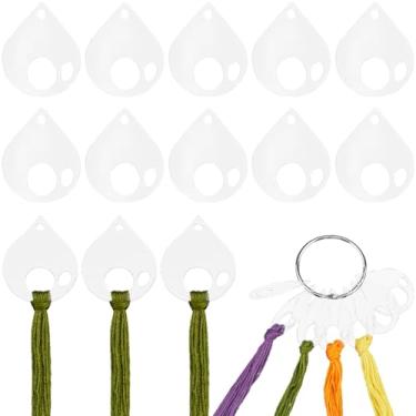 Imagem de GORGECRAFT 30 peças de fio dental acrílico transparente ponto cruz bordado bobinas 5 x 4 cm quadrado fio dental suporte organizador cartão placa de costura com anel de fio dental para artesanato