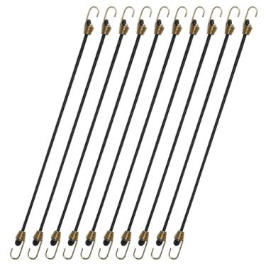 Imagem de Pacote com 10 mini cordas elásticas resistentes de 25,4 cm com ganchos - tiras elásticas de borracha para acampamento, bagagem, prateleiras de teto, tendas, lonas, bicicletas, carros, trailers (10
