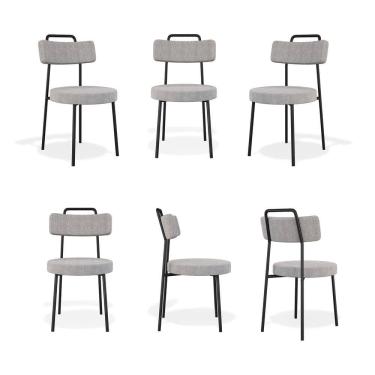 Imagem de Conjuto 6 Cadeiras Fixa Ster Escritório Linho Cinza - Vallisa Decor