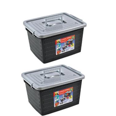 Imagem de Kit 2 Caixas Organizadoras Container Com Rodas 30 Litros - Arqplast