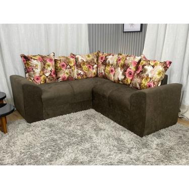 Imagem de Sofá Canto Marrom com Floral 603/66 Belo