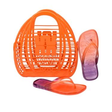 Imagem de Melissa Sun Beachwear, Conjunto de Bolsa e Chinelo, Sandália de Praia (Laranja, BR, Adulto, Numérico, 36)