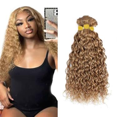Imagem de 30 32 86 cm cabelo humano loiro mel cor 27 mechas de cabelo humano ondulado de água 8A grau 8A cabelo virgem brasileiro não processado 3 mechas loiro mel ondas de água feixes