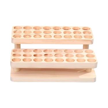 Imagem de Zialofi Suporte Organizador de Exposição de óleo Essencial de Madeira Resistente para Garrafas de 15 Ml 48 Compartimentos Suporte Rústico de óleo Essencial de