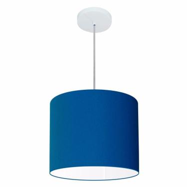 Imagem de Lustre Pendente Cilíndrico Free Lux Para Mesa De Jantar, Sala, Quarto, Churrasqueira E Balcão. Azul-marinho Tam: 30x25cm