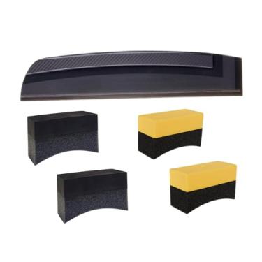 Imagem de LXQTAO Ferramenta de limpeza de carro - um raspador macio integrado e produto de limpeza adequado para janelas, pneus, etc (raspador preto + esponja preta cinza + esponja amarela preta)