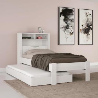 Imagem de Cama Solteiro Invicta Bicama c/Nicho Bau e Cama Auxiliar - Santos Andirá - Branco