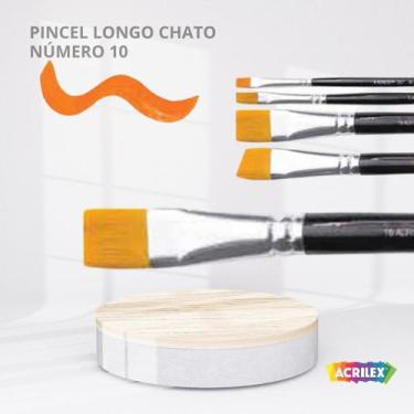 Imagem de Pincel pelo sintetico dourado preto longo chato numero 10 - ACRILEX