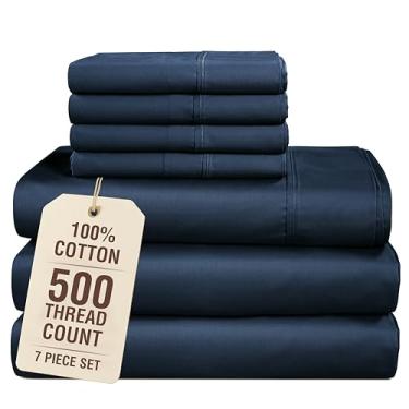 Imagem de Casa Platino Conjunto de lençóis King divididos 100% algodão - 500 TC, 7 peças - Conjunto de lençóis de cama king king size macio e confortável para camas ajustáveis, totalmente elástico sem