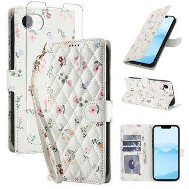 Imagem de Asuwish Capa de telefone para iPhone 16e/SE 2025/SE 4 carteira celular flip capa com protetor de tela flor suporte para cartão i Phone16e i16e 16 e SE4 4ª geração 16eCase mulheres homens rosa flores